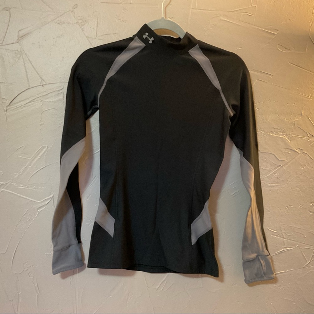 Under Armour Cold Gear Women’s Compression Shirt Top Size Medium Blue and Gray - Picture 6 of 6